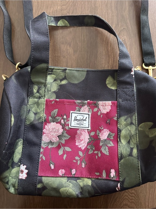 Herschel Supply Company Handbags - Herschel Supply Company Black & Burgundy Floral Tote